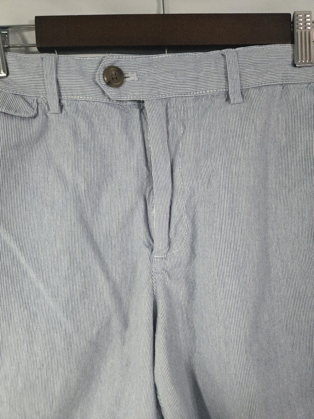 Banana Republic Light Blue Seersucker Flat‑Front Shorts 32